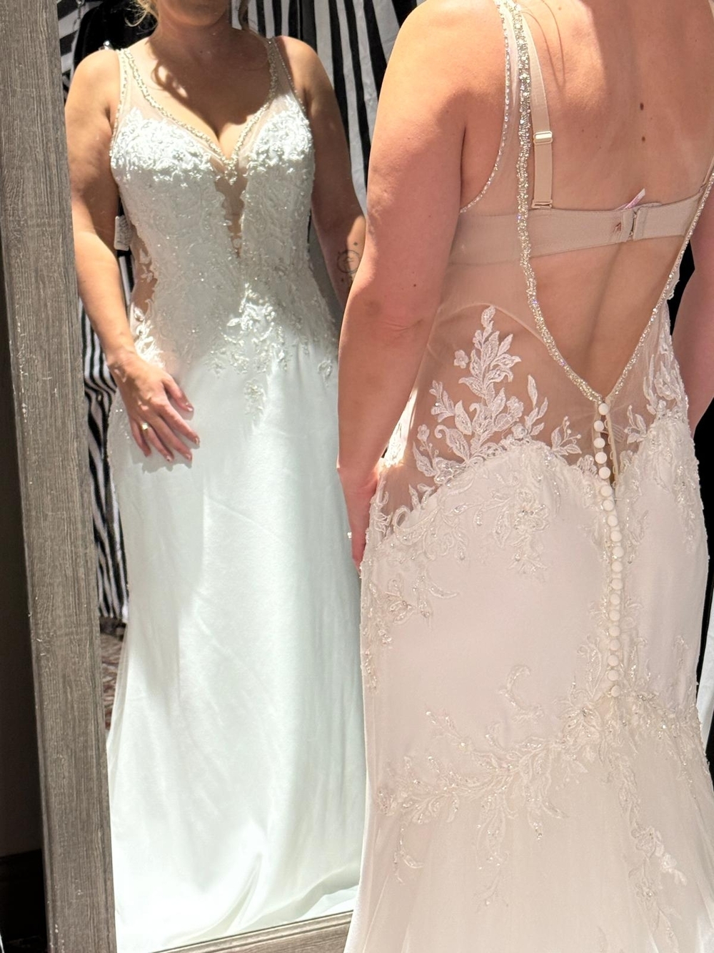 Embroidered Tulle Wedding Gown with Illusion Back